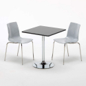 Table Carrée Noire 70x70cm Avec 2 Chaises Colorées Et Transparentes Set Intérieur Bar Café Lollipop Platinum Catalogue