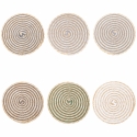 Set van 6 ronde geweven riet placemats Ø38cm Spiral Stone Aanbieding