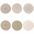 Set van 6 ronde geweven riet placemats Ø38cm Spiral Stone Aanbieding
