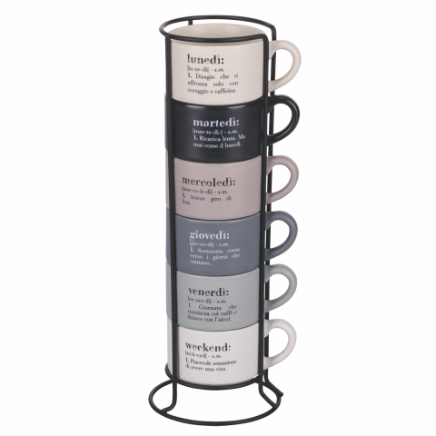 Ensemble de 6 tasses à café en porcelaine 90ml avec support Victionary Week Promotion