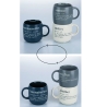 Ensemble de 3 mugs en grès empilables 350 ml avec inscriptions Victionary L Vente
