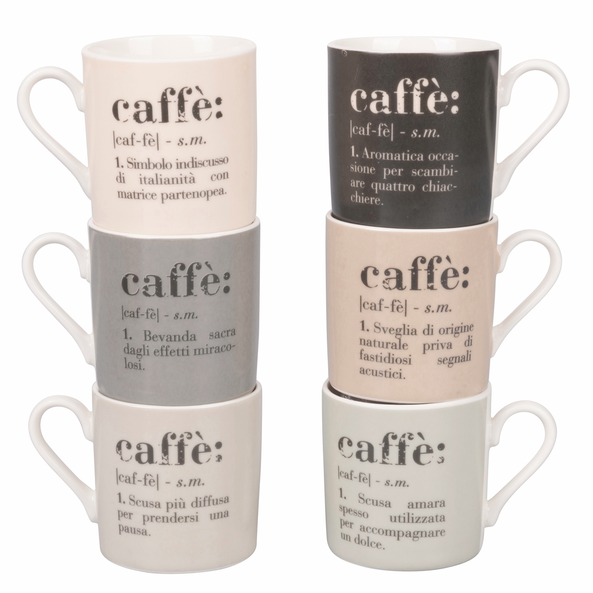 Set de 6 tasses à café en porcelaine avec inscriptions 90ml Victionary Caffè Promotion