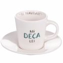 Ensemble de 4 tasses à café en porcelaine avec soucoupe 90 ml avec inscriptions Le Travisate Offre