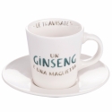 Ensemble de 4 tasses à café en porcelaine avec soucoupe 90 ml avec inscriptions Le Travisate Remises