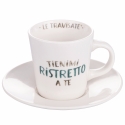 Ensemble de 4 tasses à café en porcelaine avec soucoupe 90 ml avec inscriptions Le Travisate Réductions