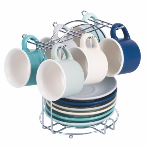 Ensemble de 6 tasses à café en porcelaine de 90 ml avec soucoupe Shade of Ocean Promotion
