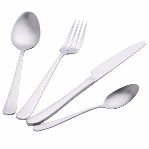 Ensemble de 24 couverts en acier inoxydable finition mate silver Round Promotion