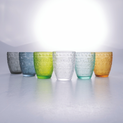 Set van 6 gekleurde glazen waterglazen 300ml New Mexico A Aanbieding