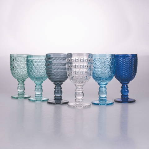 Ensemble de 6 verres en verre avec une surface travaillée 280ml Géométries Océan Promotion