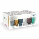 Set van 6 waterglazen 350ml met geometrisch reliëfpatroon 