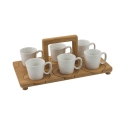 Ensemble de 6 tasses à café en porcelaine 90 ml avec plateau Essential Offre