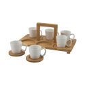 Ensemble de 6 tasses à café en porcelaine 90 ml avec plateau Essential Vente