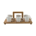 Ensemble de 6 tasses à café en porcelaine 90 ml avec plateau Essential Réductions