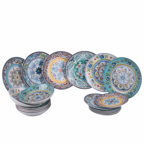 Service de vaisselle 18 pièces en porcelaine pour 6 personnes Andalusia Promotion
