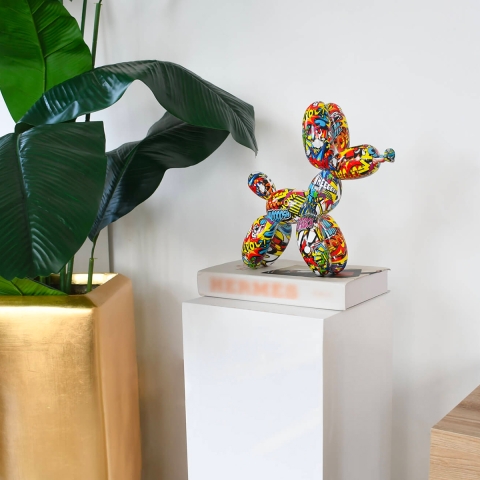 Statue moderne sculpture chien ballon pop art en résine MiniMira-PA Promotion