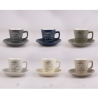 Set van 6 koffiekopjes in aardewerk 100ml met schotel en houder Victionary K Aanbieding