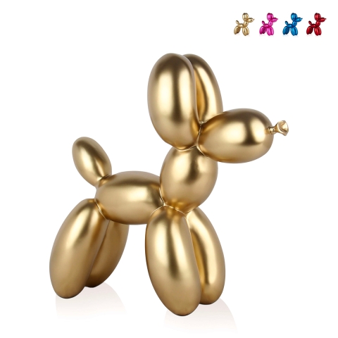 Sculpture chien ballon en résine effet métal Mira-M Promotion