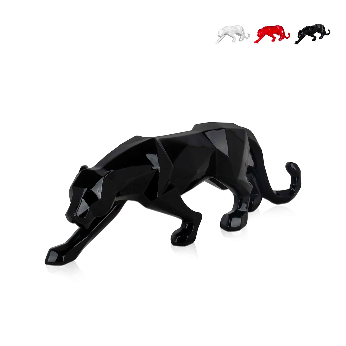 Statue moderne panthère en résine laquée low poly Kari-L Promotion