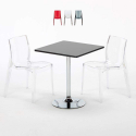 Table Carrée Noire 70x70cm Avec 2 Chaises Colorées Grand Soleil Set Intérieur Bar Café Femme Fatale Phantom Vente