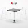 Table Carrée Noire 70x70cm Avec 2 Chaises Colorées Grand Soleil Set Intérieur Bar Café Femme Fatale Phantom Vente