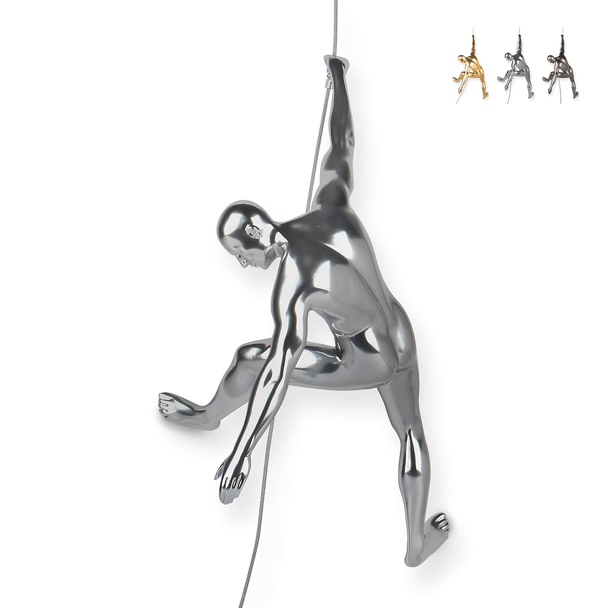 Statuette grimpeur sculpture en résine murale effet métal Bata-M Promotion