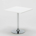 Vierkante salontafel wit 70x70 cm met stalen onderstel en 2 transparante stoelen B-Side Demon 