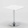 Vierkante salontafel wit 70x70 cm met stalen onderstel en 2 transparante stoelen B-Side Demon 