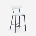 Tabouret moderne de cuisine avec dossier en bouclé blanc Opos Promotion