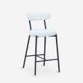 Tabouret moderne de cuisine avec dossier en bouclé blanc Opos Promotion