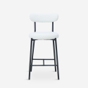 Tabouret moderne de cuisine avec dossier en bouclé blanc Opos Offre