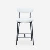 Tabouret moderne de cuisine avec dossier en bouclé blanc Opos Offre