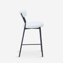 Tabouret moderne de cuisine avec dossier en bouclé blanc Opos Remises