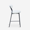 Tabouret moderne de cuisine avec dossier en bouclé blanc Opos Remises