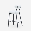 Tabouret moderne de cuisine avec dossier en bouclé blanc Opos Réductions