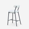 Tabouret moderne de cuisine avec dossier en bouclé blanc Opos Réductions