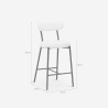 Tabouret moderne de cuisine avec dossier en bouclé blanc Opos Modèle