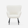 Moderne witte bouclé stoffen fauteuil Womb Aanbod