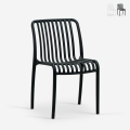 Chaise de jardin extérieur moderne en polypropylène blanc noir Sawas Promotion