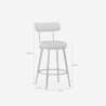 Tabouret de bar et cuisine en velours avec dossier pieds dorés Kraven 