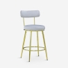 Tabouret de bar et cuisine en velours avec dossier pieds dorés Kraven Catalogue
