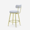 Tabouret de bar et cuisine en velours avec dossier pieds dorés Kraven Modèle