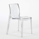 Vierkante salontafel wit 70x70 cm met stalen onderstel en 2 transparante stoelen Femme Fatale Demon Model