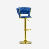 Tabouret réglable en métal doré et velours tressé Macaron Dimensions
