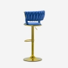 Tabouret réglable en métal doré et velours tressé Macaron Achat