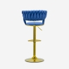 Tabouret réglable en métal doré et velours tressé Macaron 