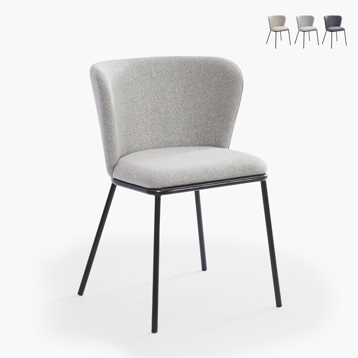 Modern design stoel in stof met zwarte poten Lasta Verkoop Modern design stoel in stof met zwarte poten Lasta Verkoop