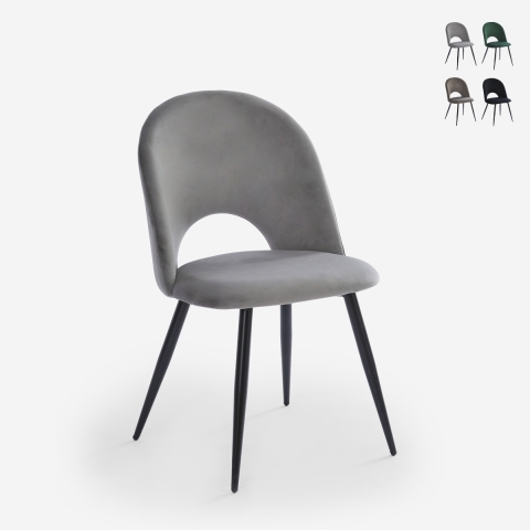 Chaise salle à manger cuisine moderne en velours rembourrée Zarda Promotion