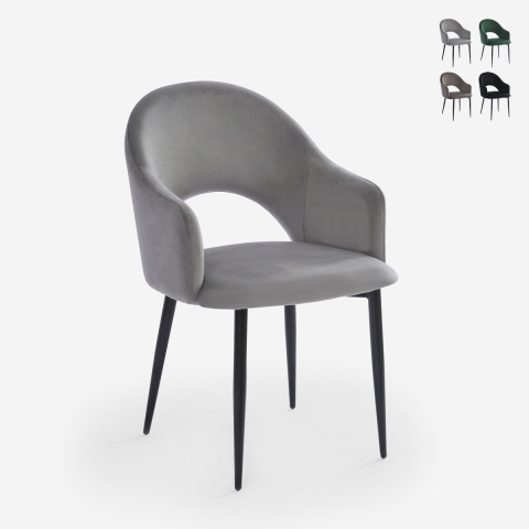 Moderne fluwelen stoel met armleuningen Rozan Aanbieding