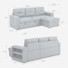 Slaapbank voor 3 personen met opberg-chaise longue USB-C boekenkast Civis. 