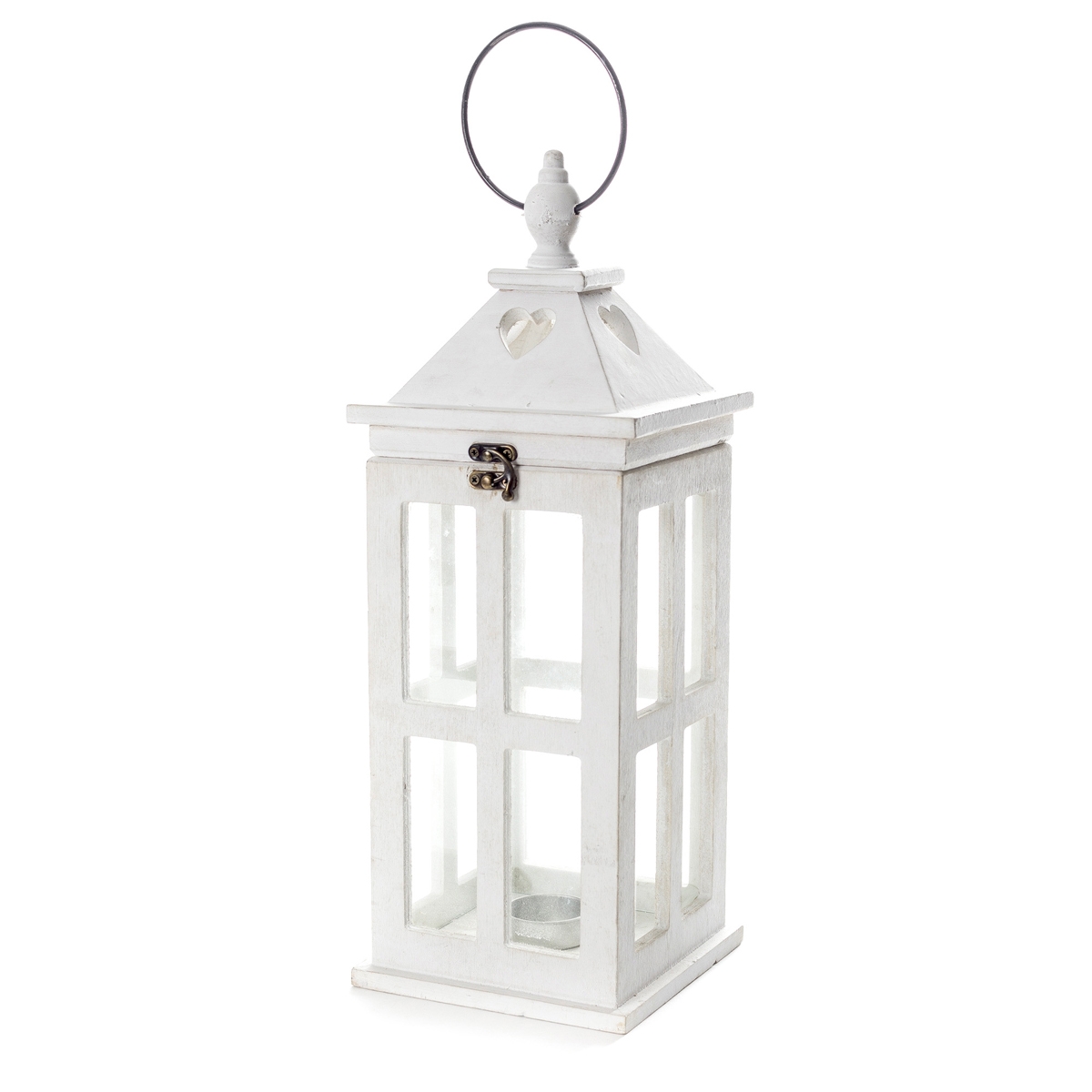 Lanterne décorative porte-bougie blanche en bois et verre Cork Promotion